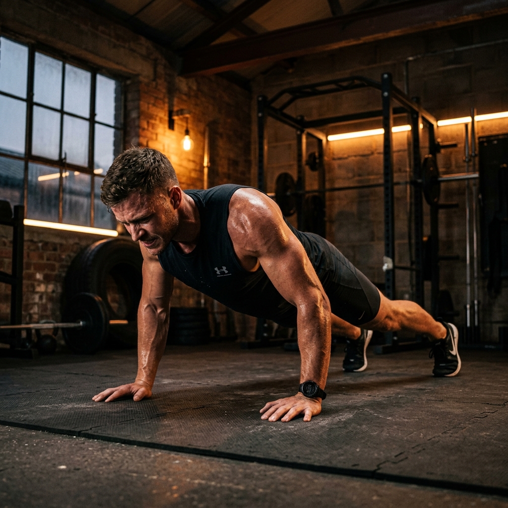 An inspiring visual of a determined man embodying discipline and peak performance principles
