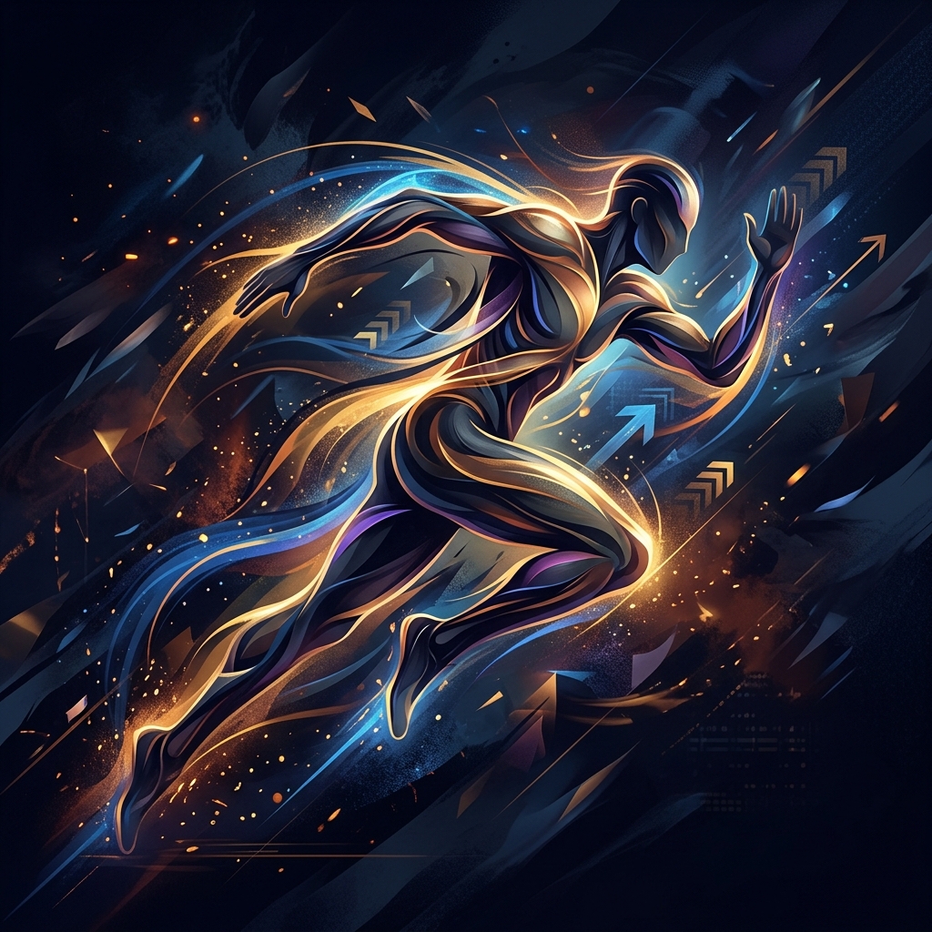 An inspiring visual representation of mental focus fostering elite performance, illustrating the journey towards success