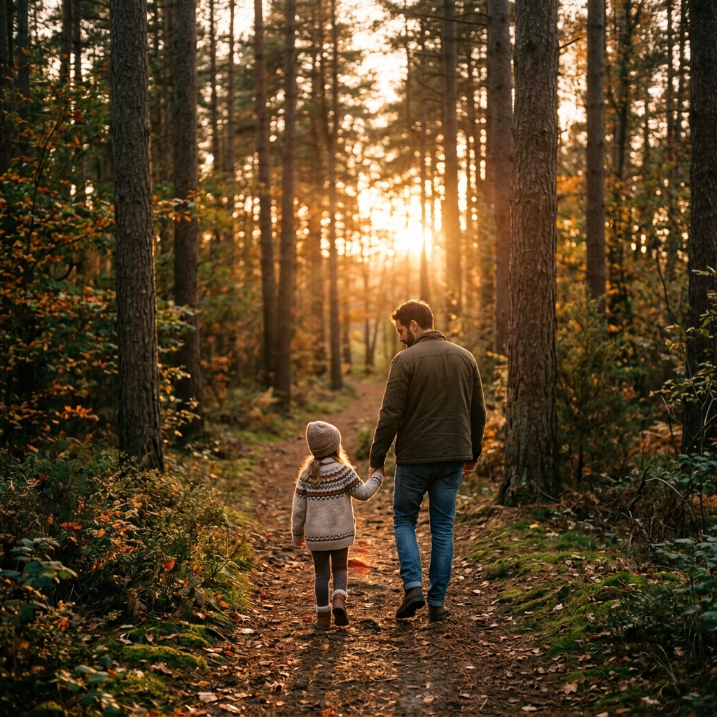 A father and daughter engaged in a focused, serious conversation, symbolizing the transfer of wisdom and masculine stability.