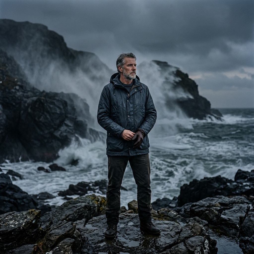 A focused man practicing Stoicism, illustrating emotional strength amidst challenges