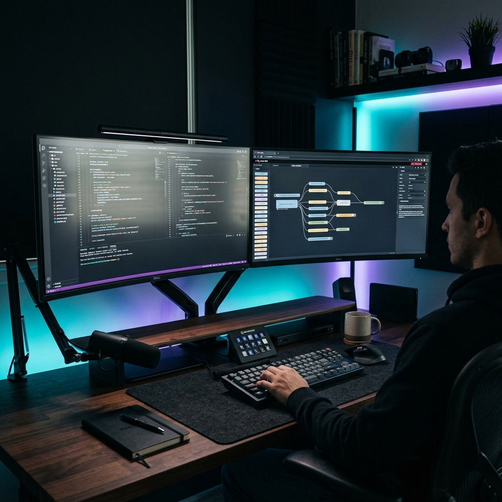 A focused team discussing AI automation strategies in a modern office setting