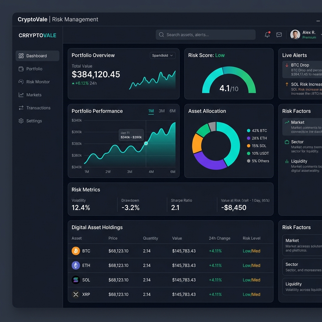 A visual representation of cryptocurrency risks, focusing on volatility and market trends