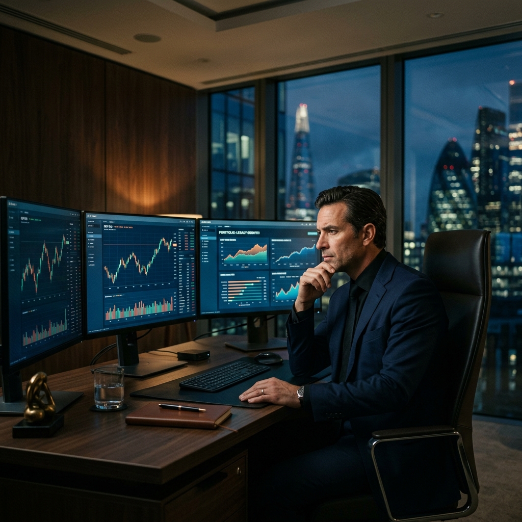 Focused man contemplating his financial legacy
