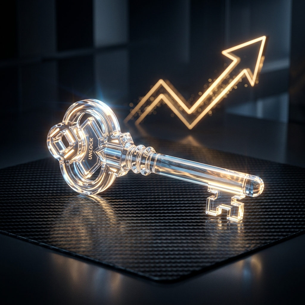 Conceptual representation of a successful business exit with a handshake and digital upward trend